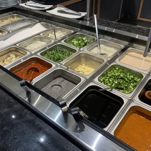 a buffet of different foods