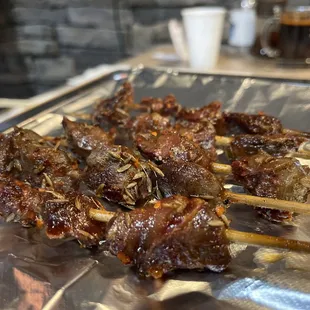 Chicken gizzard skewers!
