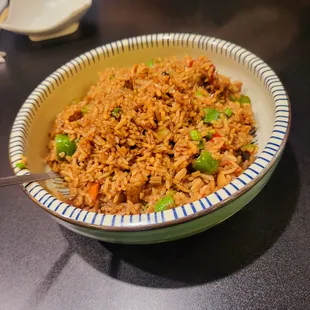 Fried rice with pork belly and chilis