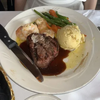 Filet Mignon and Shrimp Scampi Combo