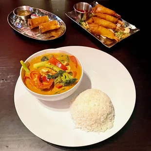 Pranang Curry Dish (with apps on top)