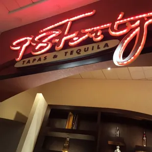 Sign above the bar area