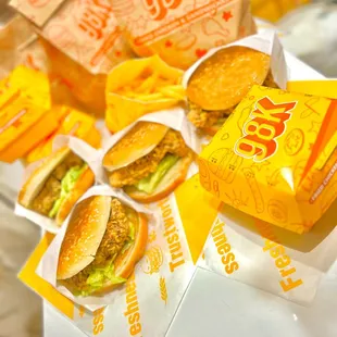 a variety of fast food items