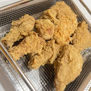 a basket of fried chicken