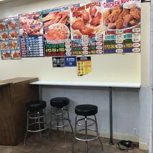 Some menu specials and a few seating