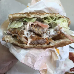 Juicy chicken leg burger