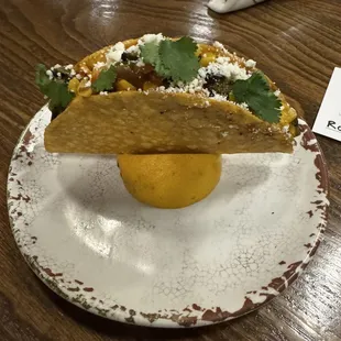 CACTUS CRUNCH CACTUS + CORN + CREMA + COTIA + CILANTRO + CABBAGE + CRUNCHY CORN TORTILLA