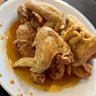 half fried chicken + half soy sauce chicken