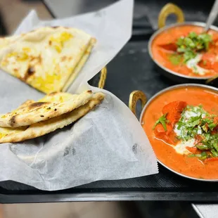 Butter chiken and garlic naan