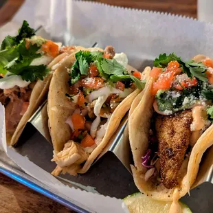 November 19, 2024; Chicken, Pork, and Fish Tacos.