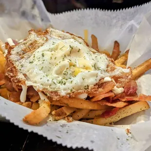 April 30, 1023; Bacon and egg cheese fries ($11).