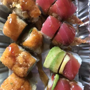 sex in the lobby roll (left) and hot girl roll (right)