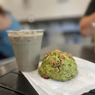 Hojicha latte and matcha white chocolate scuffin