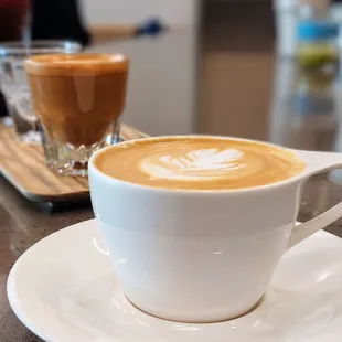 The cappucino is a delicious drink to start the day.