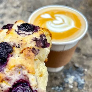 Latte blueberry and cream cheese scone