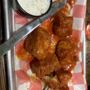 Boneless wings with sweet and spicy sauce