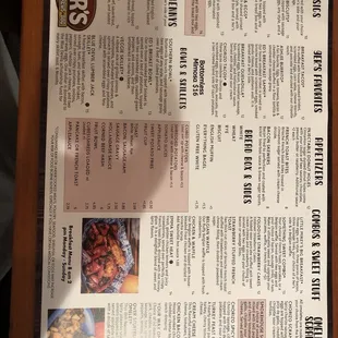Front page of menu
