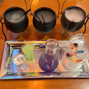 Chemistry themed drink flight