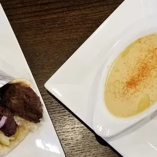 Lamb Gyro with a side of hummus
