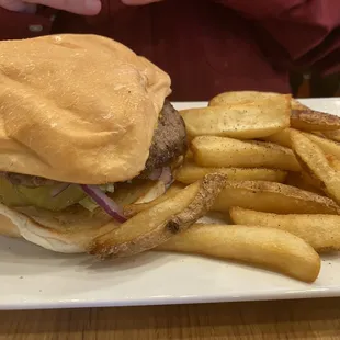 Burger Special, fully dressed, with fries