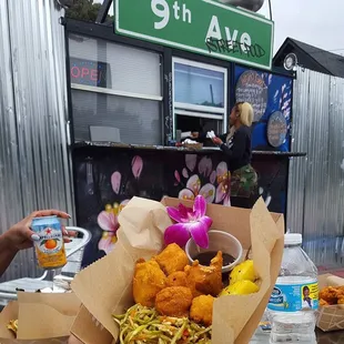 Pink Bites #eattheflower its edible! 
 Flavored San Pellegrino