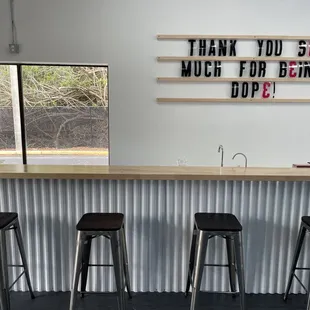 three stools at the counter