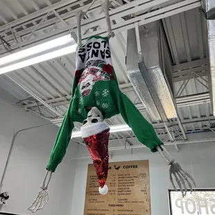 Merry upside down skeleton christmas named Santa Floss! He&apos;s flaunting diamonds!