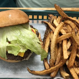 Cheeseburger and fries