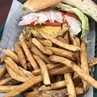 Cheeseburger and fries