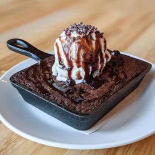 Nutella Brownie served warm with housemade salted caramel gelato