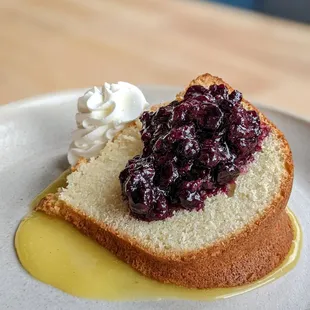 Pound Cake with Lemon Curd and Berry Jam - all desserts are made in-house