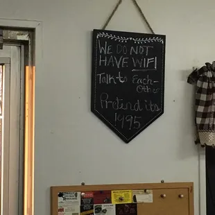 a chalkboard hanging on the wall