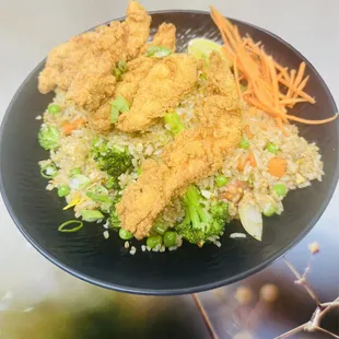 Crispy chicken fried rice