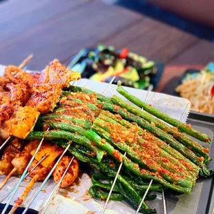 lled chicken, asparagus, and asparagus