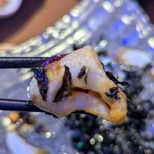 Stuffed fish balls with crispy seaweed