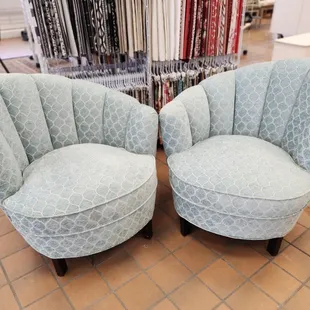 Customer thrilled over her reupholstered channel chairs!