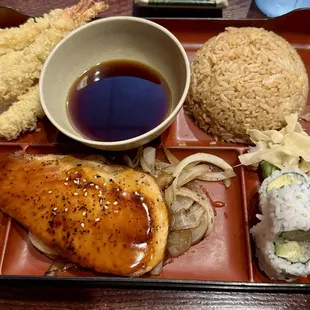 Salmon teriyaki bento box