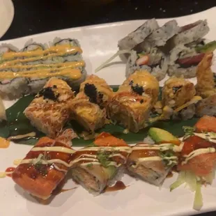 Sushi:  Earthquake, Signature, Spicy California (baked), Manhattan (Raw)
