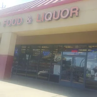 the outside of a liquor store