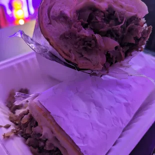 a half eaten sandwich