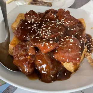 Sesame Beef with Fried Tofu