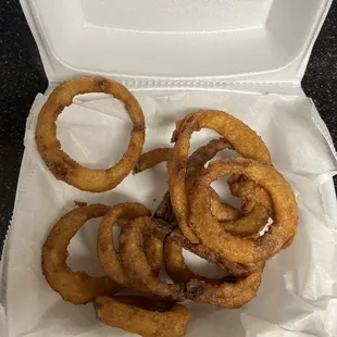 Onion Rings regular, ordered delivery and they were still hot and crunchy like Onion Rings should be. Not soggy! Great choice