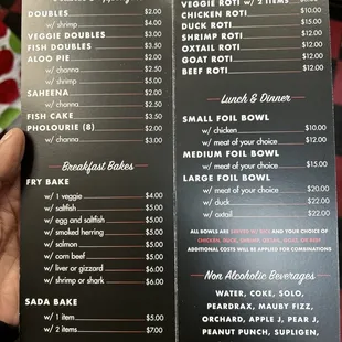 menu