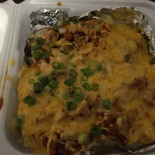 Chicken stuffed baked potato