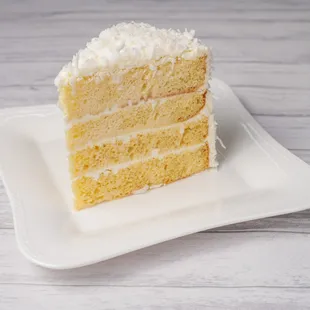 Tres leches coconut cake slice