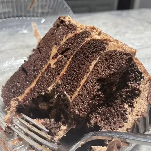 Chocolate tres leches cake:  moist, not soggy with surprise raspberry filling