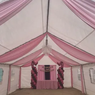 20x30 Canopy with partial drapping. Backdrop also available