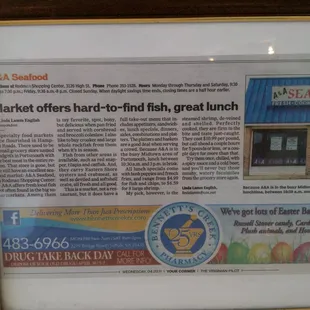 The Virginia Pilot newspaper featured this store in their places to go section.