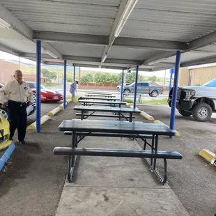 Covered outside seating