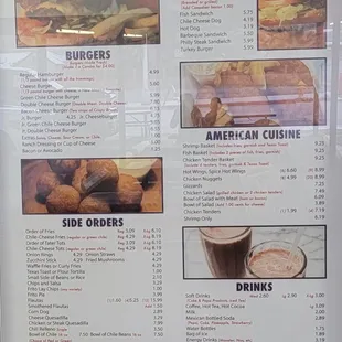 Closer view of left side of menu.